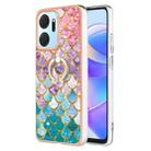 For Honor X7a Electroplating IMD TPU Phone Case with Ring(Colorful Scales) - 1