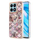 For Honor X8a Electroplating IMD TPU Phone Case with Ring(Pink Scales) - 1