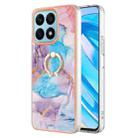 For Honor X8a Electroplating IMD TPU Phone Case with Ring(Blue Marble) - 1