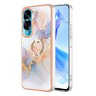 For Honor 90 Lite 5G Electroplating IMD TPU Phone Case with Ring(White Marble) - 1