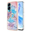 For Honor 90 Lite 5G Electroplating IMD TPU Phone Case with Ring(Blue Marble) - 1