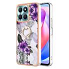 For Honor X6a Electroplating IMD TPU Phone Case with Ring(Purple Flower) - 1