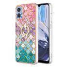 For Motorola Moto E22 / E22i Electroplating IMD TPU Phone Case with Ring(Colorful Scales) - 1