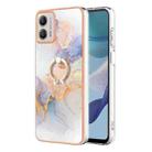 For Motorola Moto G53 5G Electroplating IMD TPU Phone Case with Ring(White Marble) - 1