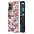 For Motorola Moto G14 Electroplating IMD TPU Phone Case with Ring(Pink Scales) - 1