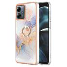 For Motorola Moto G14 Electroplating IMD TPU Phone Case with Ring(White Marble) - 1