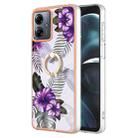 For Motorola Moto G14 Electroplating IMD TPU Phone Case with Ring(Purple Flower) - 1