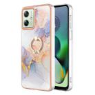 For Motorola Moto G54 Electroplating IMD TPU Phone Case with Ring(White Marble) - 1