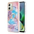 For Motorola Moto G54 Electroplating IMD TPU Phone Case with Ring(Blue Marble) - 1