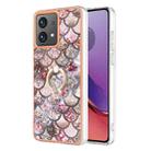 For Motorola Moto G84 Electroplating IMD TPU Phone Case with Ring(Pink Scales) - 1