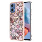 For Motorola Moto G34 Electroplating IMD TPU Phone Case with Ring(Pink Scales) - 1