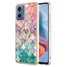 For Motorola Moto G34 Electroplating IMD TPU Phone Case with Ring(Colorful Scales) - 1