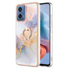 For Motorola Moto G34 Electroplating IMD TPU Phone Case with Ring(White Marble) - 1