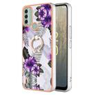 For Nokia C31 Electroplating IMD TPU Phone Case with Ring(Purple Flower) - 1