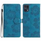 For OPPO Find X5 Flower Embossing Pattern Leather Phone Case(Blue) - 1
