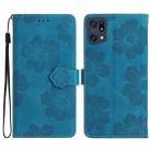 For OPPO Find X5 Pro Flower Embossing Pattern Leather Phone Case(Blue) - 1