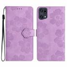 For OPPO Find X5 Pro Flower Embossing Pattern Leather Phone Case(Purple) - 1