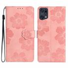For OPPO Find X5 Pro Flower Embossing Pattern Leather Phone Case(Pink) - 1