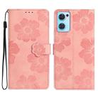 For OPPO Find X5 Lite / Reno7 5G Flower Embossing Pattern Leather Phone Case(Pink) - 1