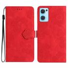 For OPPO Find X5 Lite / Reno7 5G Flower Embossing Pattern Leather Phone Case(Red) - 1