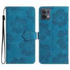 For OPPO Reno8 5G Flower Embossing Pattern Leather Phone Case(Blue) - 1