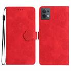 For OPPO Reno8 5G Flower Embossing Pattern Leather Phone Case(Red) - 1