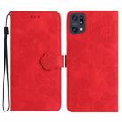 For OPPO Reno8 Pro 5G Flower Embossing Pattern Leather Phone Case(Red) - 1