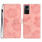 For OPPO Reno8 Lite 5G / Reno7 Z Flower Embossing Pattern Leather Phone Case(Pink) - 1