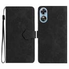 For OPPO A17 Flower Embossing Pattern Leather Phone Case(Black) - 1