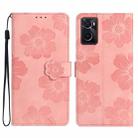 For OPPO A36 / A76 / A96 Flower Embossing Pattern Leather Phone Case(Pink) - 1