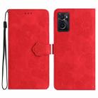For OPPO A36 / A76 / A96 Flower Embossing Pattern Leather Phone Case(Red) - 1