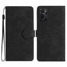 For OPPO A36 / A76 / A96 Flower Embossing Pattern Leather Phone Case(Black) - 1