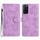 For OPPO A52 / A72 / A92 Flower Embossing Pattern Leather Phone Case(Purple) - 1