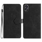 For OPPO A18 Flower Embossing Pattern Leather Phone Case(Black) - 1