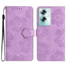 For OPPO A79 5G Flower Embossing Pattern Leather Phone Case(Purple) - 1