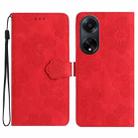 For OPPO A98 5G Flower Embossing Pattern Leather Phone Case(Red) - 1