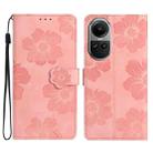 For OPPO Reno10 5G / Reno10 Pro 5G Global Flower Embossing Pattern Leather Phone Case(Pink) - 1