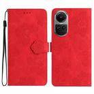 For OPPO Reno10 5G / Reno10 Pro 5G Global Flower Embossing Pattern Leather Phone Case(Red) - 1