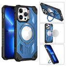 For iPhone 12 MagSafe Magnetic Holder Phone Case(Dark Blue) - 1
