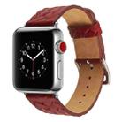 For Apple Watch Series 5 & 4 44mm Top-grain Leather Embossed Watchband(Red) - 1