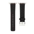 For Apple Watch Series 5 & 4 44mm Top-grain Leather Embossed Watchband(Black) - 2