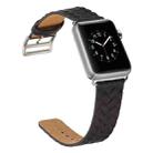 For Apple Watch Series 5 & 4 44mm Top-grain Leather Embossed Watchband(Black) - 4