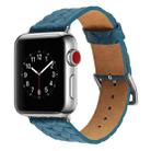 For Apple Watch Series 5 & 4 44mm Top-grain Leather Embossed Watchband(Blue) - 1