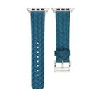 For Apple Watch Series 5 & 4 42mm Top-grain Leather Embossed Watchband(Blue) - 2