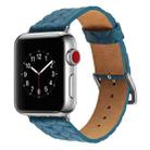 For Apple Watch Series 5 & 4 42mm Top-grain Leather Embossed Watchband(Blue) - 3