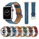For Apple Watch Series 5 & 4 42mm Top-grain Leather Embossed Watchband(Blue) - 6