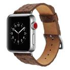 For Apple Watch Series 5 & 4 42mm Top-grain Leather Embossed Watchband(Dark Brown) - 1