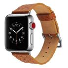 For Apple Watch Series 5 & 4 42mm Top-grain Leather Embossed Watchband(Brown) - 1