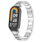 For Xiaomi Mi Band 8 Three-beads Full Diamond Metal Watch Band(Silver) - 1