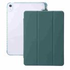 For iPad 10th Gen 10.9 2022 Clear Acrylic 3-Fold Leather Tablet Case(Dark Green) - 1